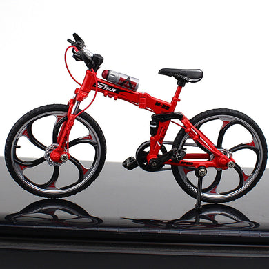 Foldable Alloy Mini Mountain Bike and Bottle Toy Die-cast MTB Finger Racing Bicycle Model